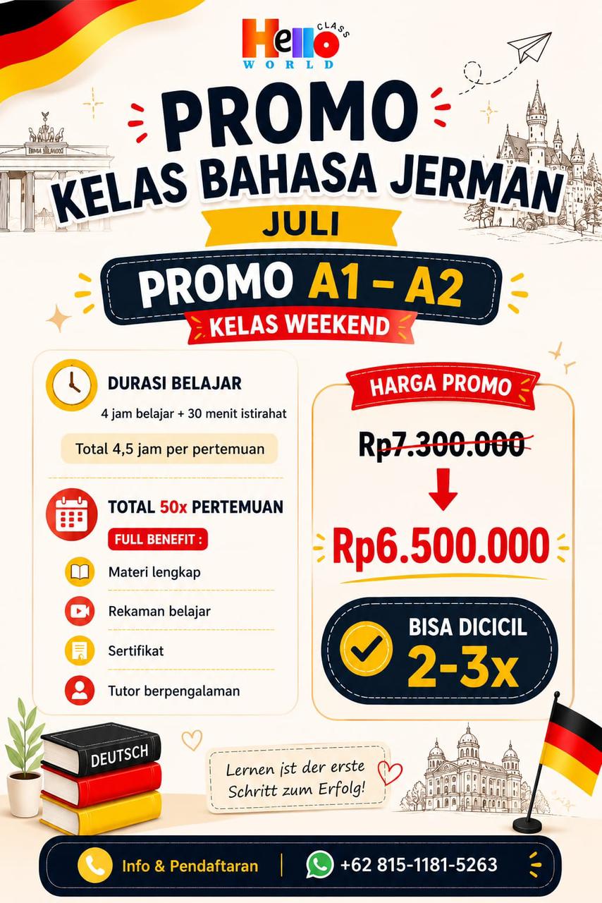 Promo A1-A2 Kelas Akhir Pekan (weekend) PERDANA🇩🇪
